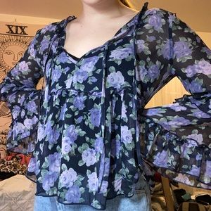 floral american eagle blouse
